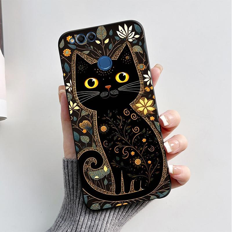 For Honor 7X Case Matte Cover Honor7X 7 X Soft Silicone Cute Cat Cartoon Case For Huawei Honor 7X BND-L21 BND-L22 BND-L24 Coque