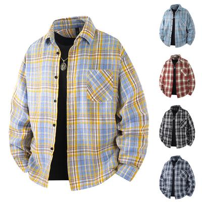 Men's Casual Comfortable Long-Sleeve Shirt Cardigan With Lapel Collar Top