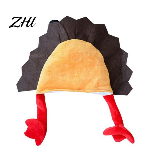 Cosplay Thanksgiving Props Plush Turkey Hat, Funny Trot Creative Holiday Costume Novelty Headpiece for Women Men Celebration Humorous Festive Apparel