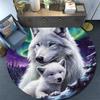 Weißer Wolf Runder Teppich, Teppich für Wohnzimmer Schlafzimmer Sofa Spielzimmer Dekor, Rutschfeste Bodenmatte