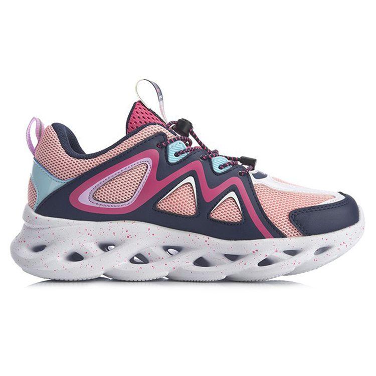 Li Ning Arc Series Non-Slip Shock Absorbing Wear-Resistant Breathable Low-Top Running Shoes Kids Running Shoes Pink Blue YKFQ054-4