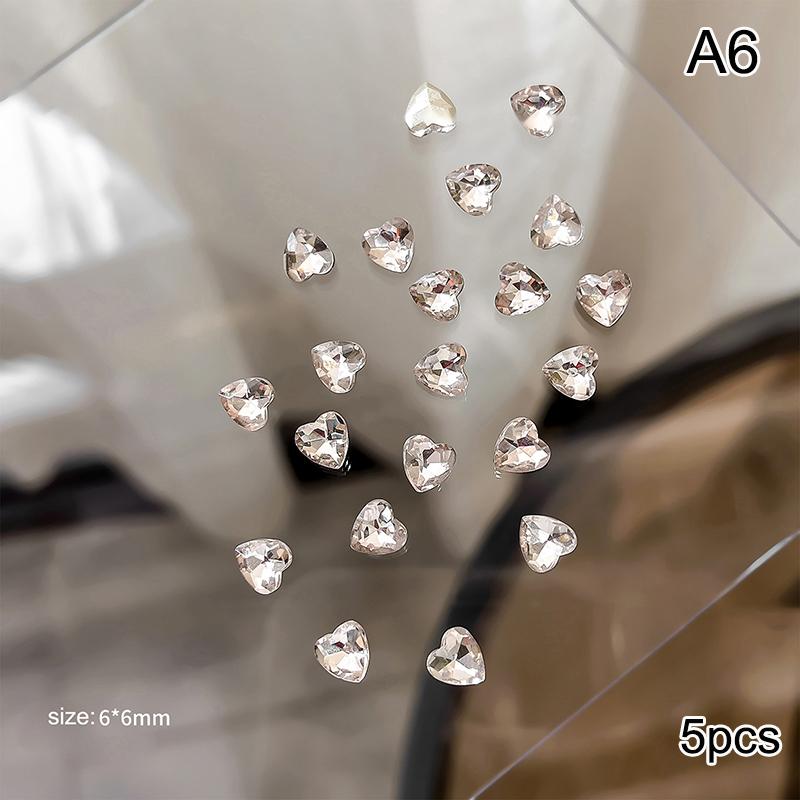 

5Pcs Розкішні кришталеві діаманти Ворс Свердла Nail Art Rhinestone 3D Diy Stacked Dril Jewelry Charms Манікюрні прикраси Аксесуари A6