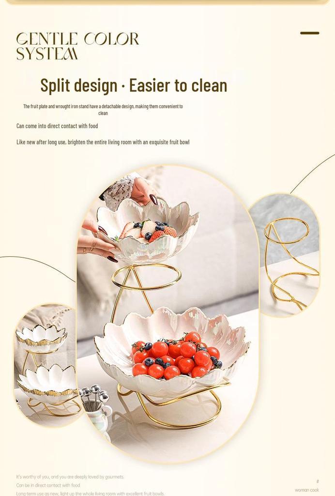 European Light Luxury Multi-layer Fruit and Candy Plate for Housewarming or New Home