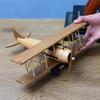 Vintage Wooden Airplane Decor Creative Retro Aircraft Model Handcrafted Ornament Stylish Desktop Accent for Home Office Living