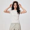 Summer Shoulder Slim and Thin Solid Color Short-sleeved Women's Crew Neck Short T-shirt Spice Girl Tight Clothes Inside Base
