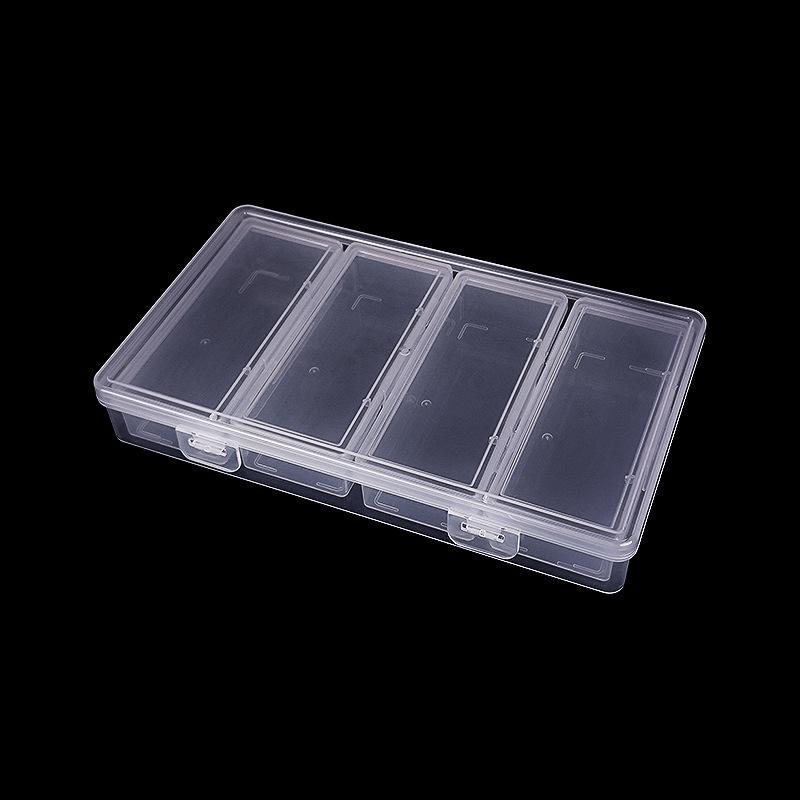 New Transparent 4-Grid Storage Box with Independent Compartments for Small Accessories