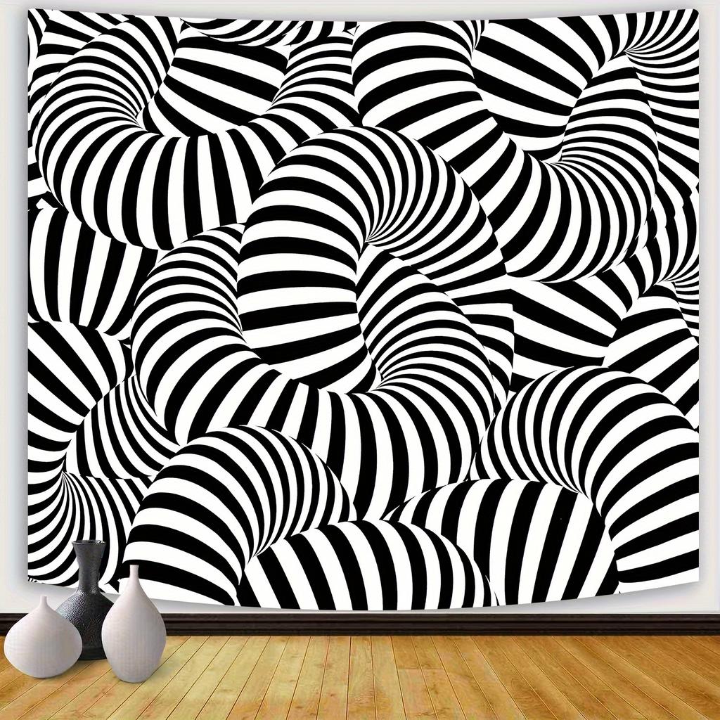 Illusion Art Tapestry Black and White Spiral Living Room Studio Modern Individual Art Style Home Decor