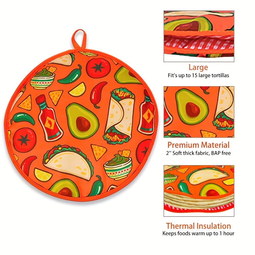 1Pc LDQ 12-Inch Insulated Tortilla Warmer Pouch - Microwave Safe, Keeps Tortillas Warm for Up to One Hour, Fruit Pattern Design