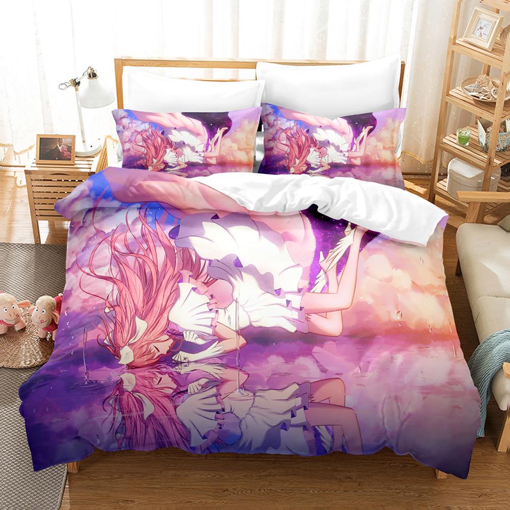 Kawaii Anime Puella Magi Madoka Magica Bedding Sets Duvet Cover Set With Pillowcase Twin Full Queen King Bedclothes Bed Linen