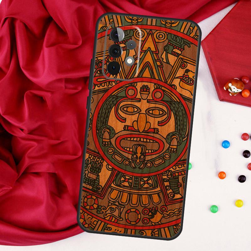 Mayan Calendar Wood Pattern For Samsung Galaxy A55 A53 A33 A13 A35 A15 A36 A56 A26 A16 A22 A32 A52 A54 A34 A06 A05 Case