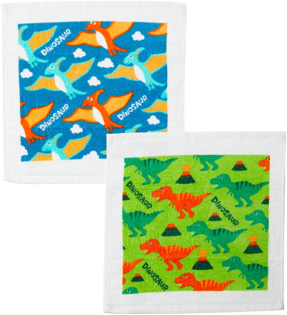 Marushin Piccolino Håndklær og Sett med 2 med Wanpaku Dinosaur Perfekt for og Barneskole Egnet for Gutter Lommetørklær, Etui, Design, Førskole,