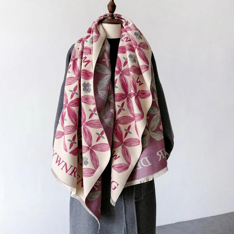 2024 New Letter Printed Fashionable Imitation Cashmere Scarf,Women's Dual-use Air Conditioning Shawl for Student