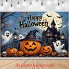 2D planar flag 2D plane - 1 piece 2D flag - Halloween theme party banner background with pumpkin lanterns.PMJ