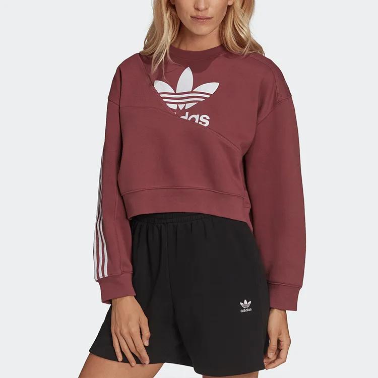 Adidas Originals Sweatshirts Women's Dark Red Crew Neck Moderate Regular (Unisex) Sweatshirts HC4620