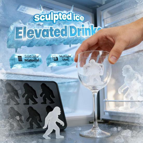 Sasquatch Ice Mold 6 Cavity Silicone Ice Cube Mold Reusable Funny Sasquatch Ice Cube Maker for Whiskey Party Drinks DIY Ice Cubes