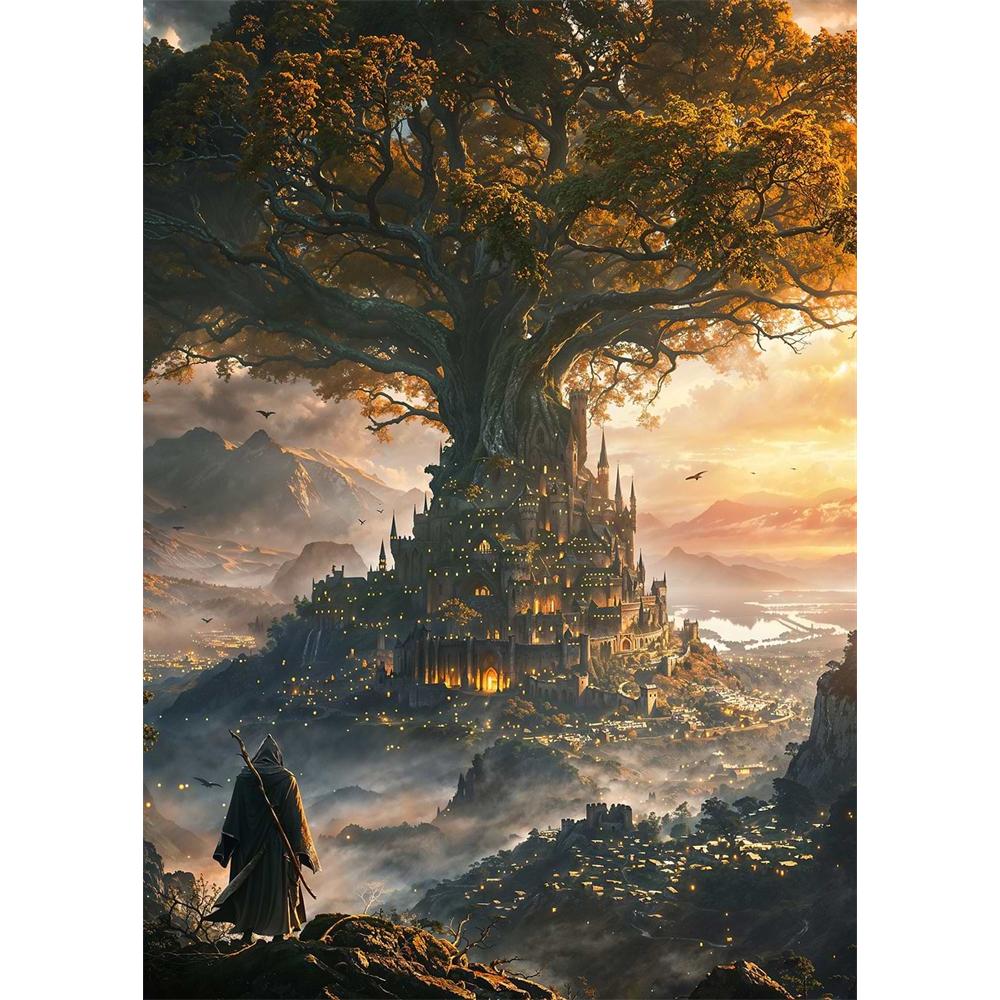 Fantasy Forest Castle Dark Academy Magic Witch Canvas Diamond Painting Wall Art Picture Living Room Home Decor