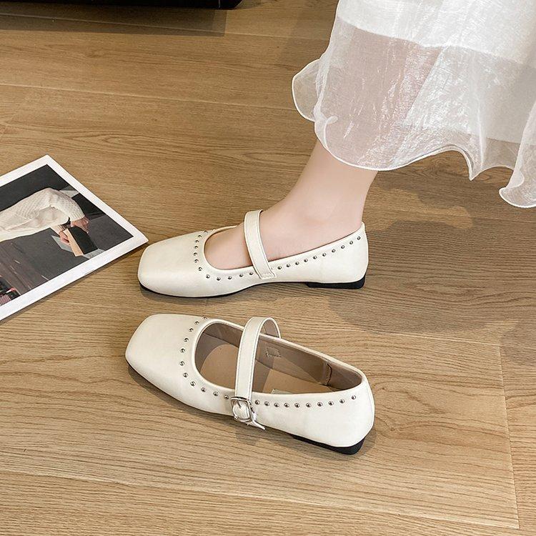 [Youshilai] Retro Temperament Square Head Loafers Women's 2025 Spring New Shallow Mouth Word with Mary Jane Shoes