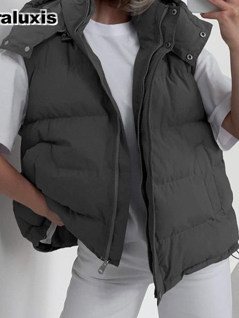Wind Autumn Winter New Fashion Trendy Little Pepper Street Knockout Thick Warm Vest Sleeveless Cotton Coat Jacket