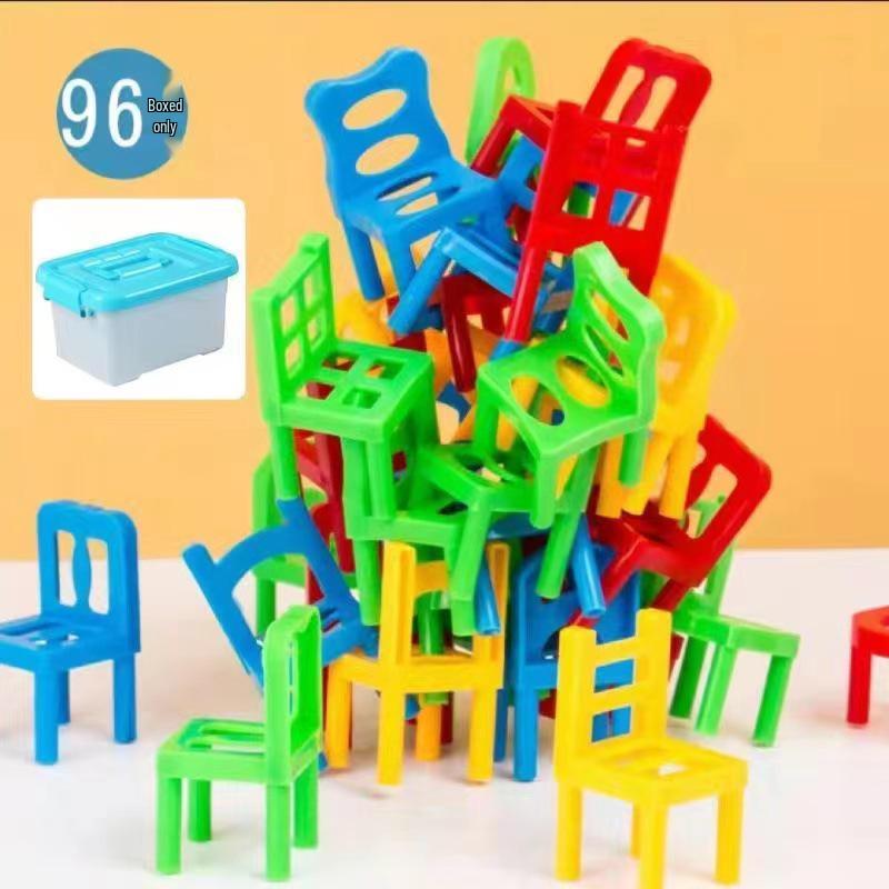 Kindergarten Stacking Chairs & Building Block Educational Toy for Parent-Child Balance Training