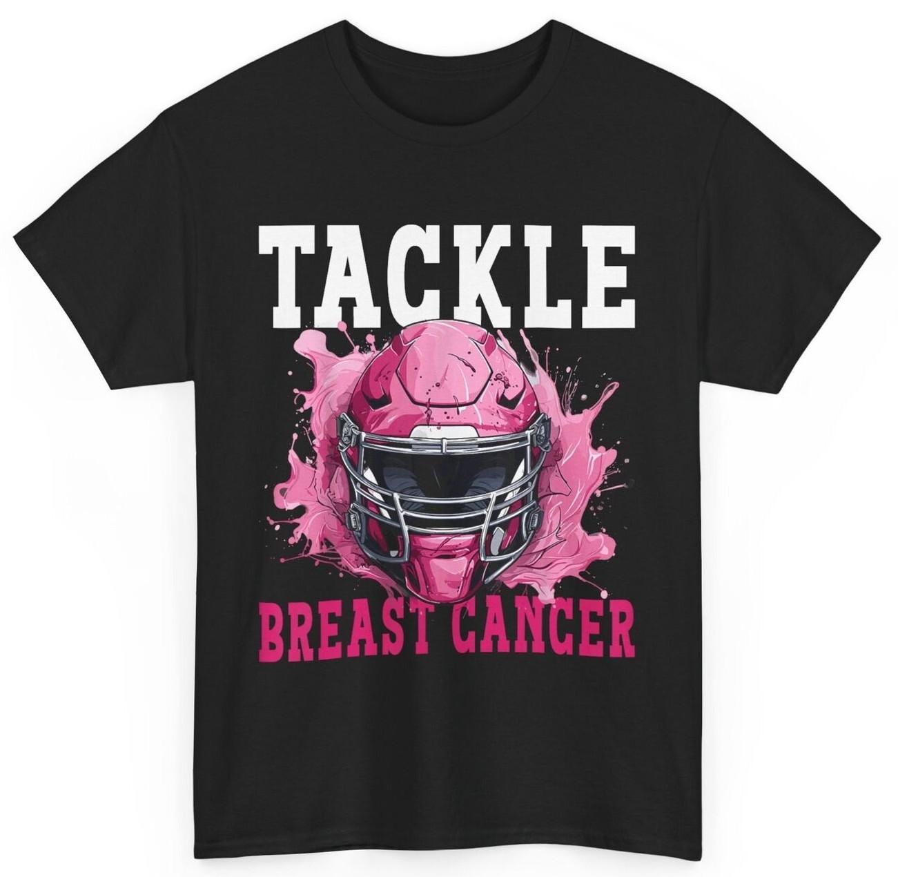 Tackle Football Breast Cancer Awareness Pink Ribbon Boys Kid T-shirt XXXL