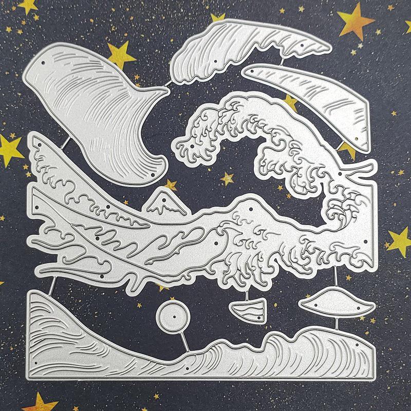 The Kanagawa Waves Metal Steel Cutting Dies Stencils Scrapbooking Craft Die 3D DIY Festival Card Making
