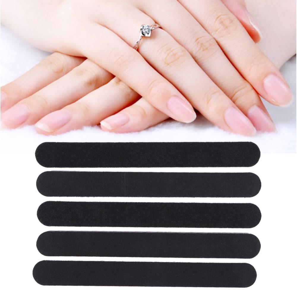 5Pcs Black Round Head Double Sided Nail File  DIY Nail Art Pretreatment Grinding