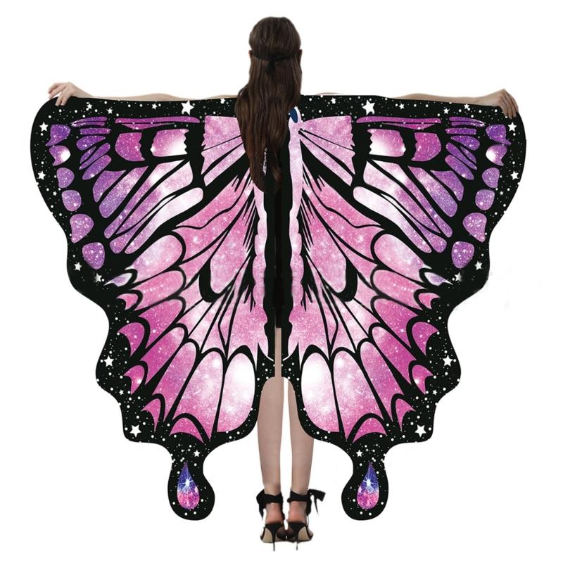 Feenflügel Feenmantel Schmetterlingsschal Schmetterlingsumhang Halloween Kostüm pink