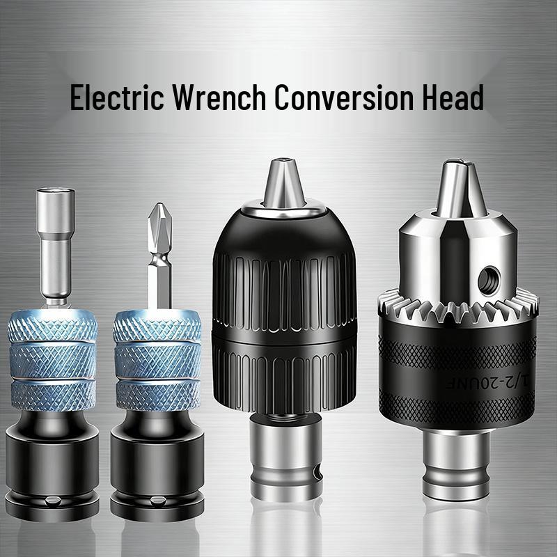 Electric Drill Conversion Adapter: 1/2 to 1/4 Hex Screwdriver Bit, Air Wrench, Telescopic Spring Sleeve.