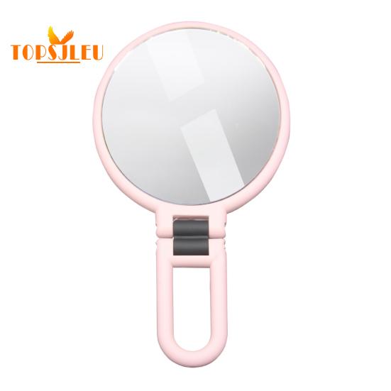 Espejo de maquillaje con aumento, mango plegable, portátil, 1x15x, elegante, compacto y versátil