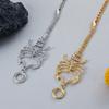 DIEZI Exaggeration Gold Silver Color Rhinestone Scorpion Pendant Necklace for Women Vintage Punk Choker Clavicle Chain Jewelry