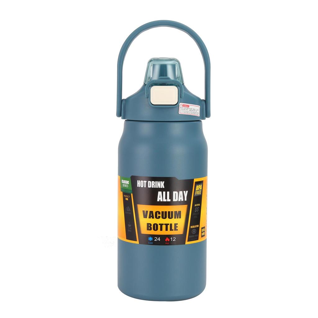 304 Stainless Steel Double-Layer Vacuum Insulated Sports Water Bottle - Dual-Drink, Large Capacity Travel Kettle