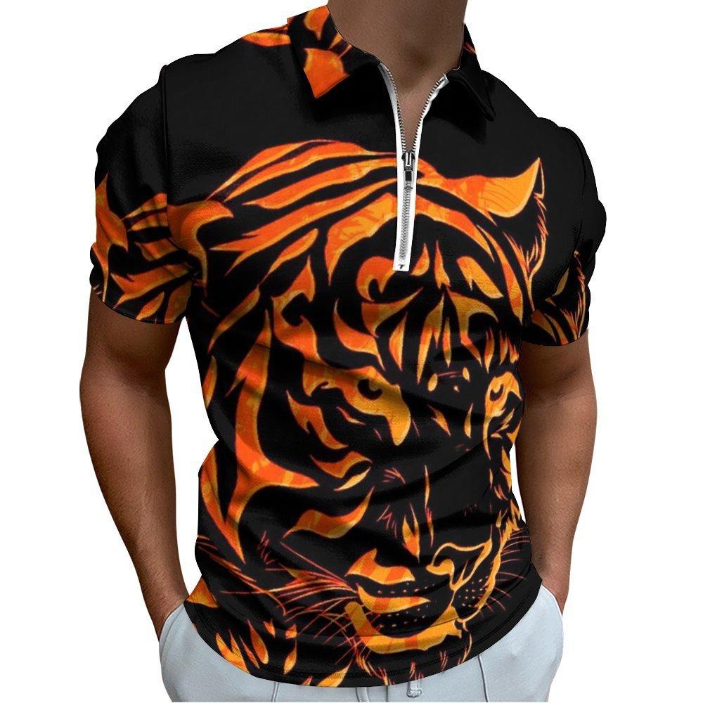 Casual Short-sleeve Polo with Rainbow Stripe Details, Trendy Men's Top.