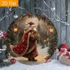 Vintage Santa Claus Metal Wall Art 8x8 Inch Retro Snow Scene Aluminum Sign Weatherproof Home Decor