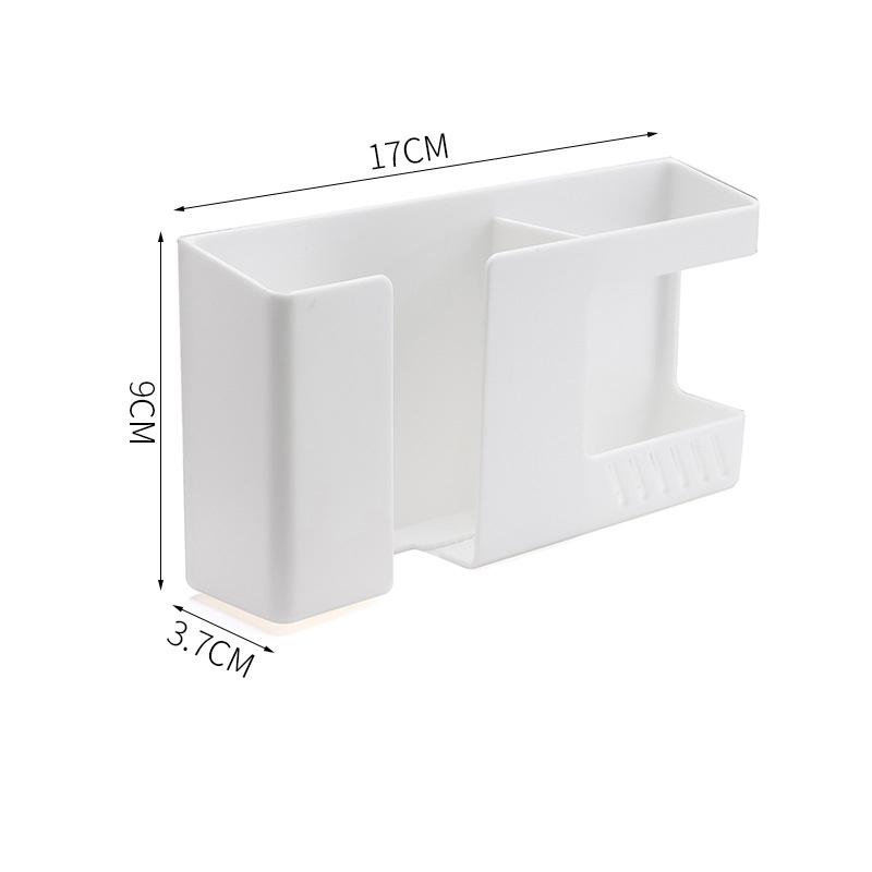 Caixa de armazenamento de parede dupla para celular Controle remoto adesivo Suporte de carregamento de celular de cabeceira Controlador de player montado na parede