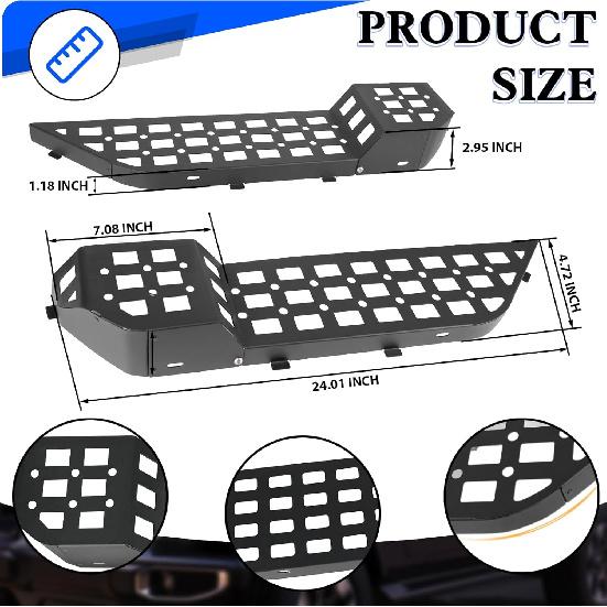 Z8 Metal Front Door Storage Box Pockets Fit Jeep Wrangler JL JLU 4XE 2018-2024 & Gladiator JT -2024 Interior Door Side Ert Organizer Molle Panels