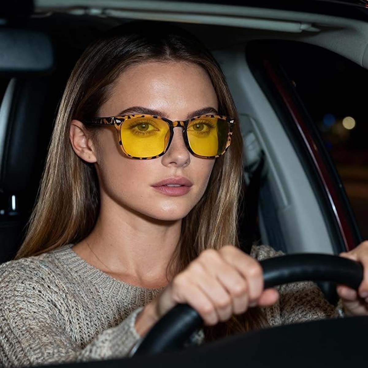 Night Driving Glasses for Men and Women - Polarized Night Vision Glasses, Anti-Glare Night Driving Glasses, Yellow Lenses