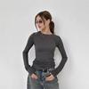 Autumn 2024 European & American Style Women's Slim Fit Solid Color Bell Sleeve Top