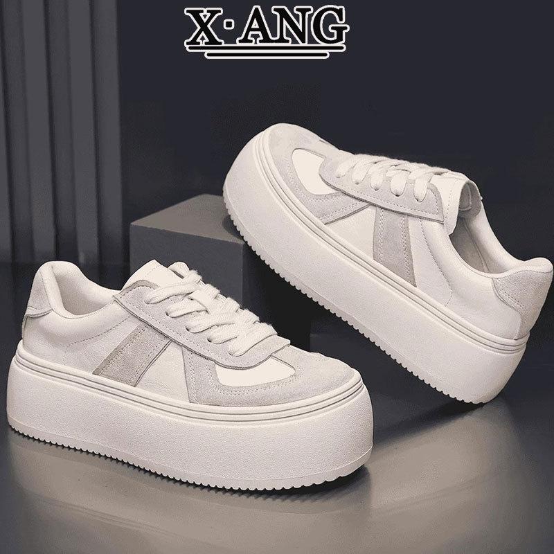 

Leather platform white shoes children s shoes versatile height-increasing board shoes 2025 summer new breathable casual sports shoes 40