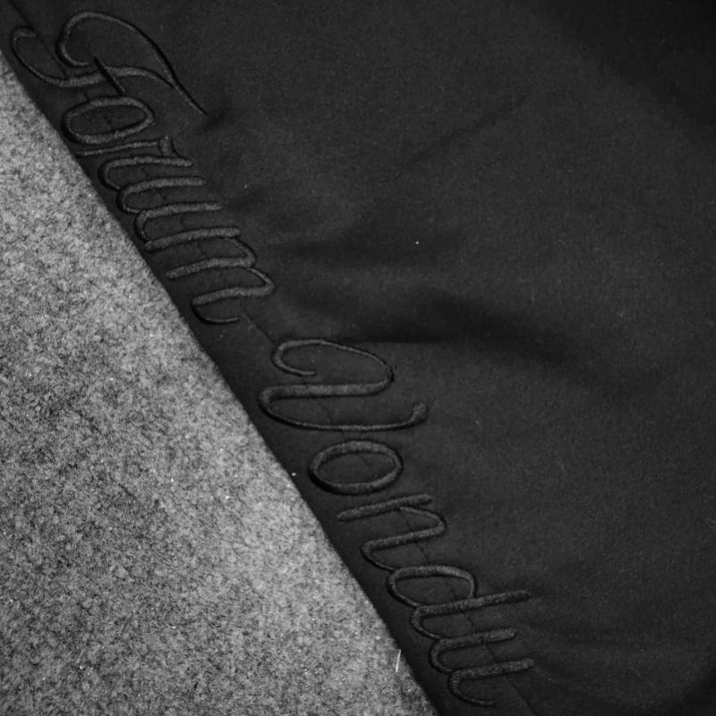 Evropské a americké ležérní jednoduché párové výšivky módní kreativní dvojitý pas skládací tepláky