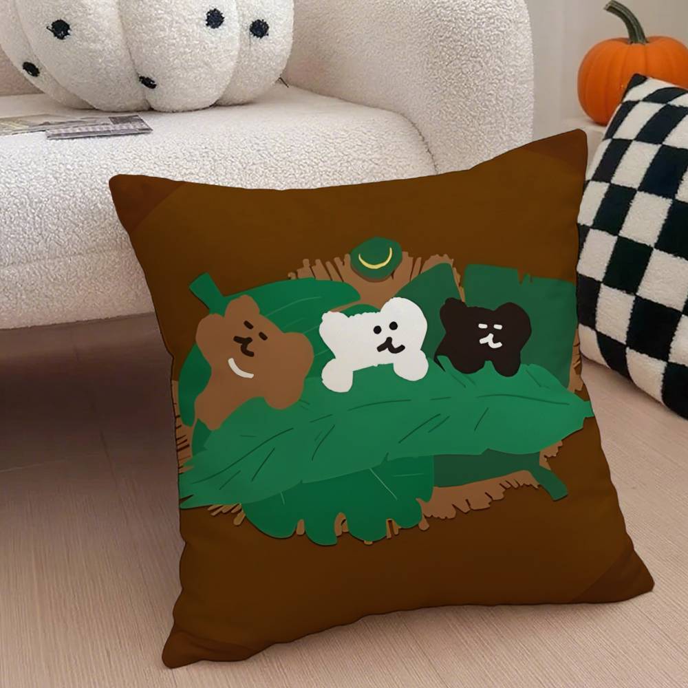 

Cartoon Koala Dinotaeng Pillow Case Anti-dustmite Pillowcase Invisible zipper silky short plush Sofa cushion cover 12x12Inch