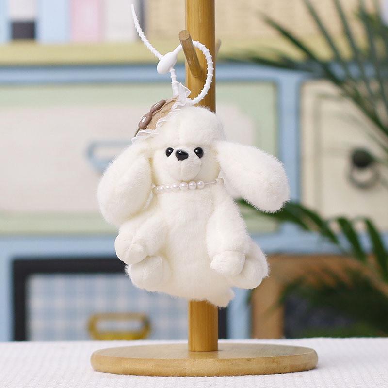 Plush Poodle Keychain Cute Dog Toy Wedding Gift For Kids And Adults WhiteDog