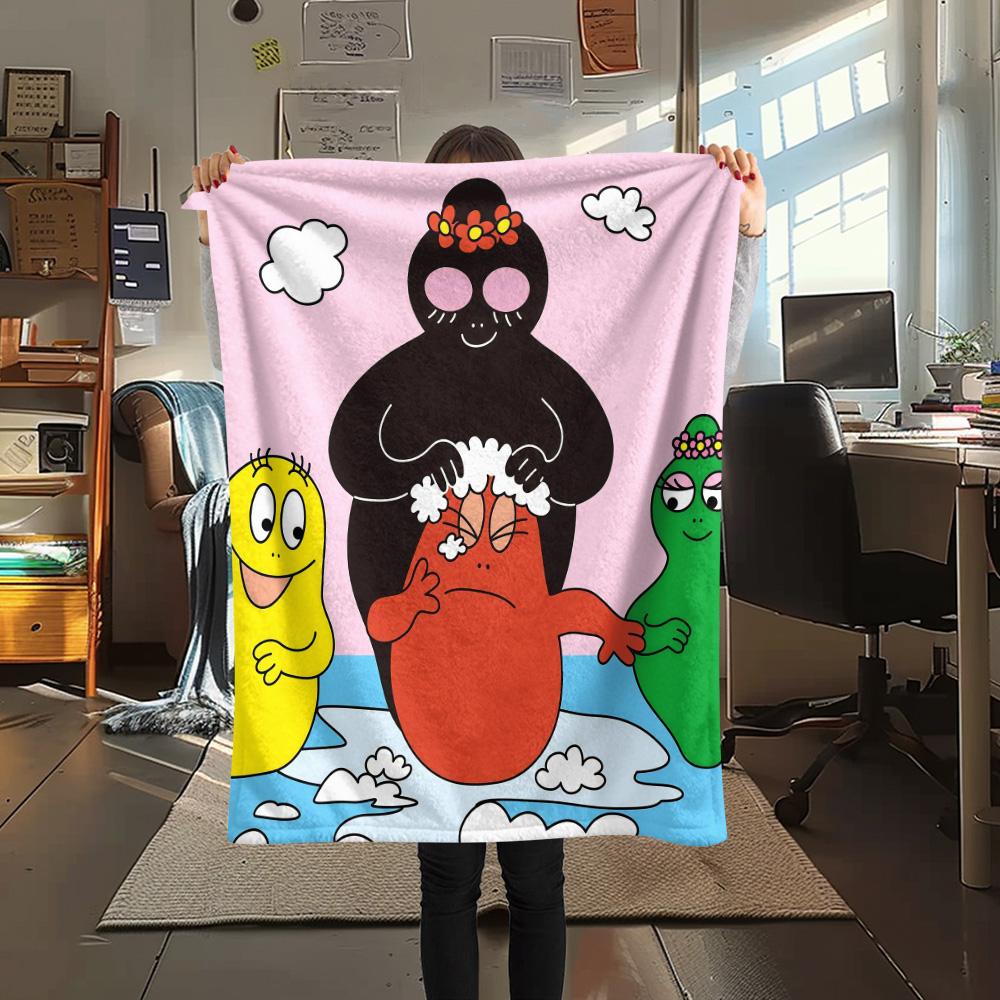 Barbapapa Flannel Blanket, High quality Comfortable for All Seasons, Home Decor, Warmth and Comfort