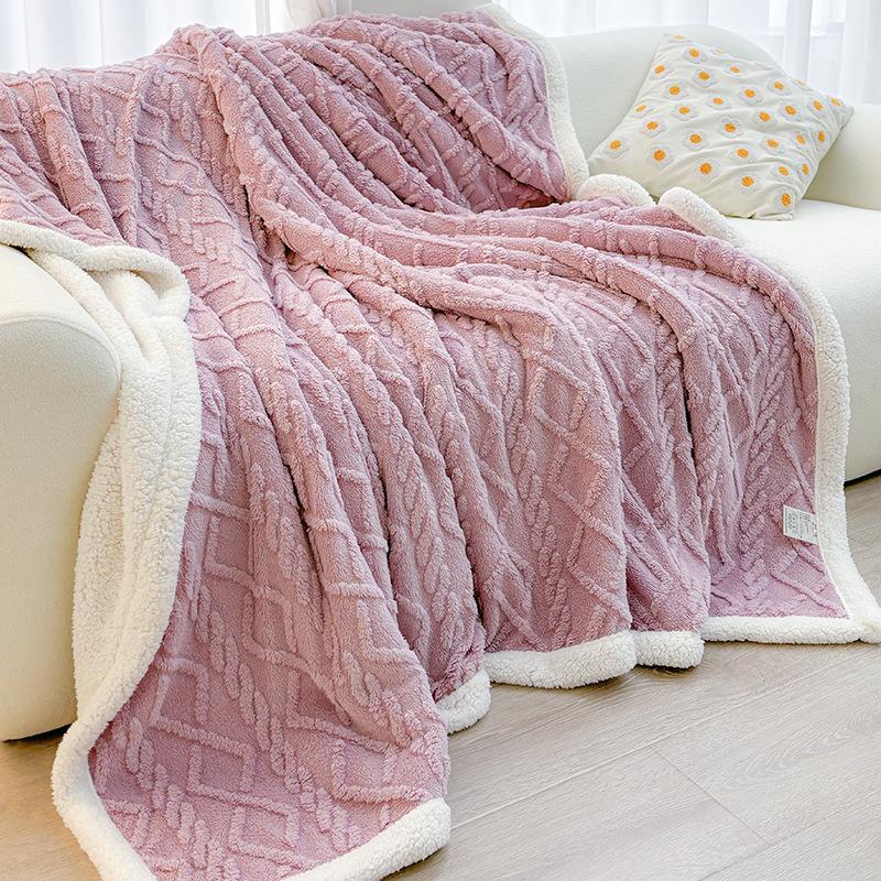

Winter Taffeta Fleece Blanket, Thick Lamb Coral Fleece, Warm Soft Throw Blanket for Office Nap Sofa Bed, Ins Style Multi Sizes Available 70x100cm фіолетовий