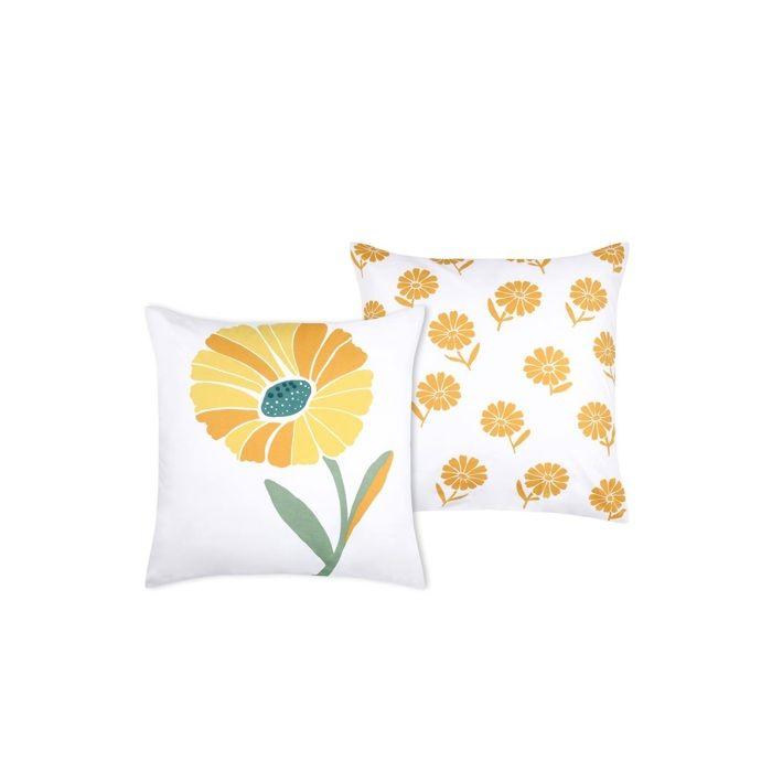 Taie d&amp;#39oreiller percale de coton motif floral 63x63cm