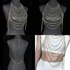 Stilvolles Damen Rhinestone Brustketten-Halskette für Strand- und Nachtclub-Outfits Mehrschichtiges Neckholder-Körperketten-Crop-Top