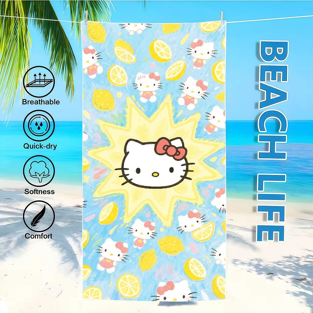

Towel Textile Bathrobe Beach H-HelloS-ES Lemon Quick-Drying K-KittyS-ES SRO Lightweight Portable Camping Swim Pool Travel W40*H60(CM)