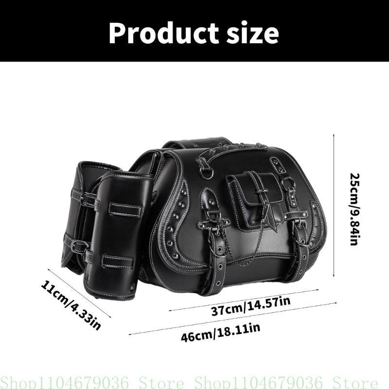 1 Pair Motorcycle Tool Bag Retro Punk Saddlebag Waterproof PU Side Bag Travel Luggage Bag Over Saddlebag