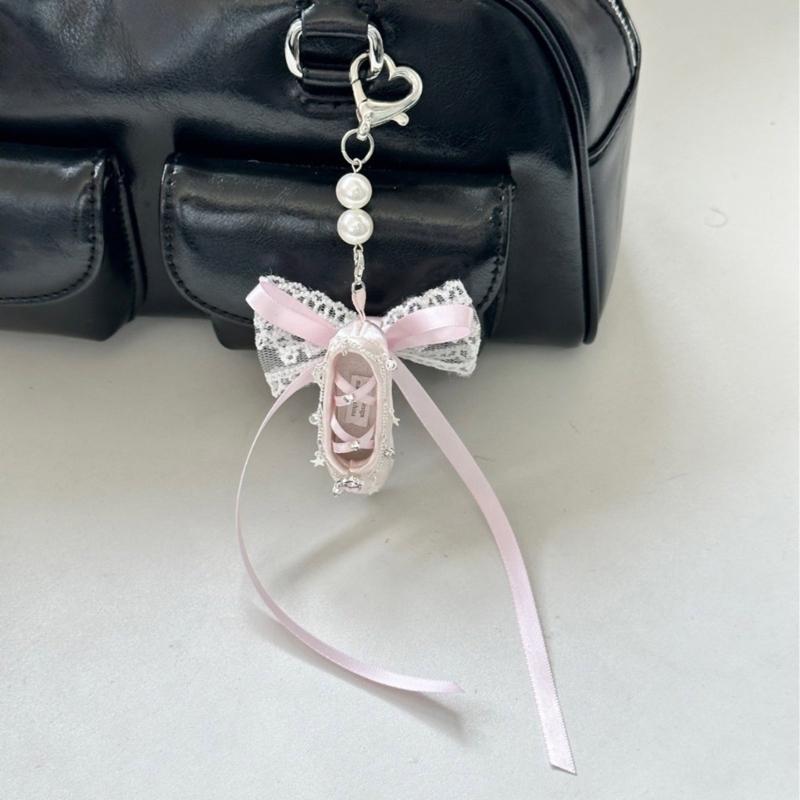 Charm Ballet Key Holder Accessory Multipurpose with Sturdy Ribbon Detail Fashion Accessory for Trendy Women Ladies