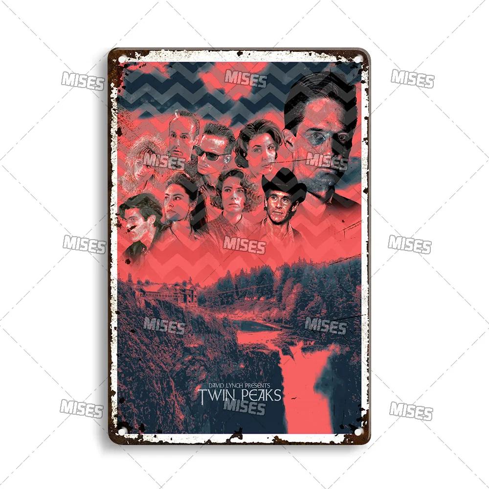 MISES Twin Peaks Classic TV Metal Sign Rusty Metal Poster Man Cave Garage Club Industrial Decor Decorative Plate Metal Plaque