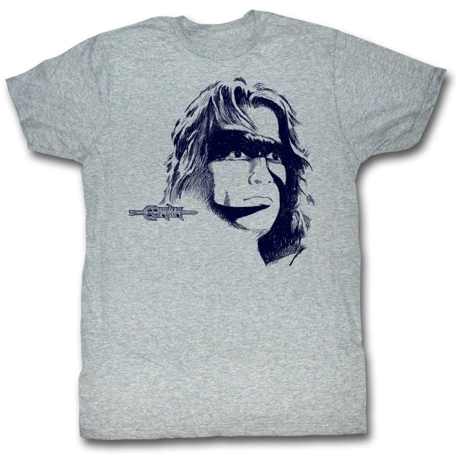 Conan The Barbarian Sketch Drama Gray Heather Adult T-Shirt 4XL